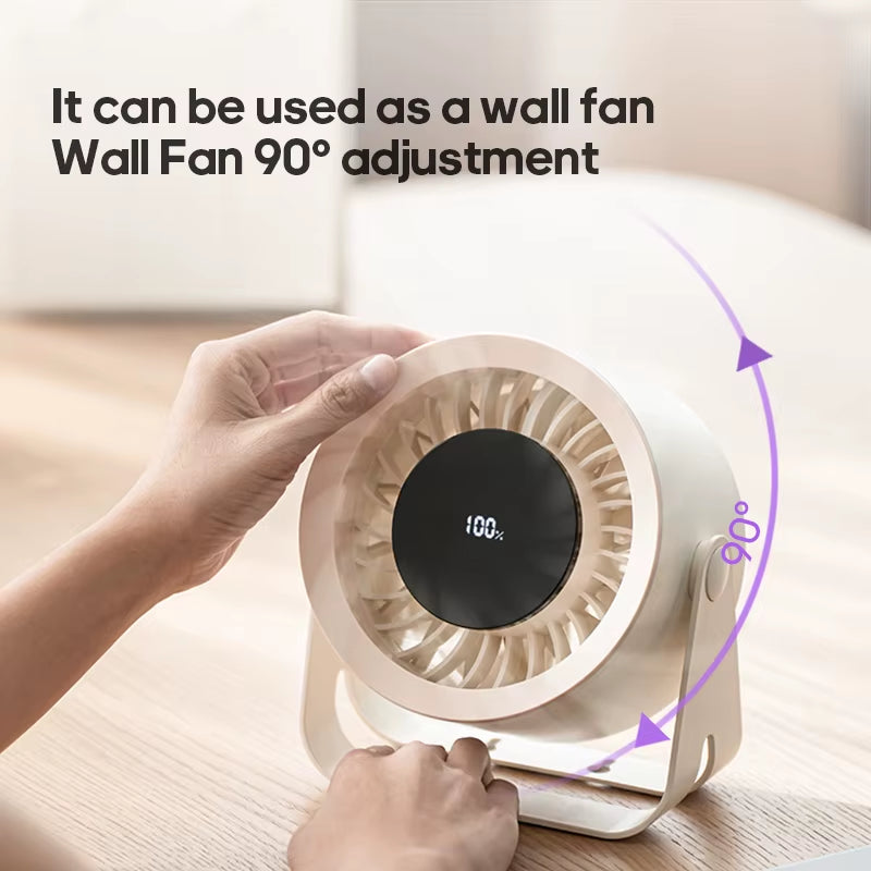 Newest 4000Mah Rechargeable Portable Desk Fan 100 Speed Angle Adjustable Wall Mount Air Cooling Fan W/ Remote Control